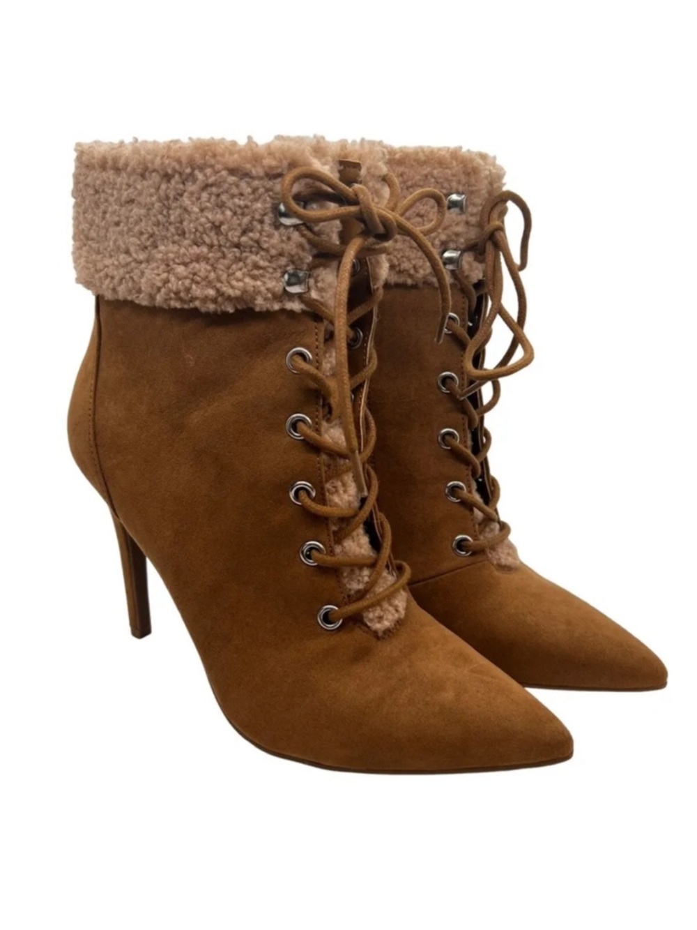 Jessica Simpson heeled faux fur suede booties. Size 6. EUC.